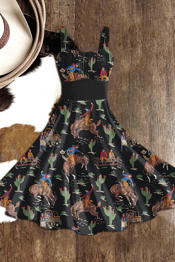 Horse Western Art Print Backless Dress