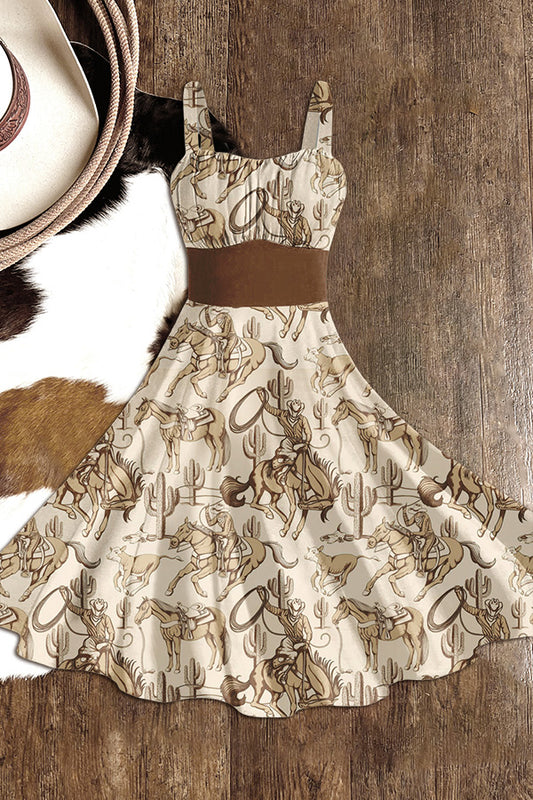 Horse Western Art Print Backless Dress