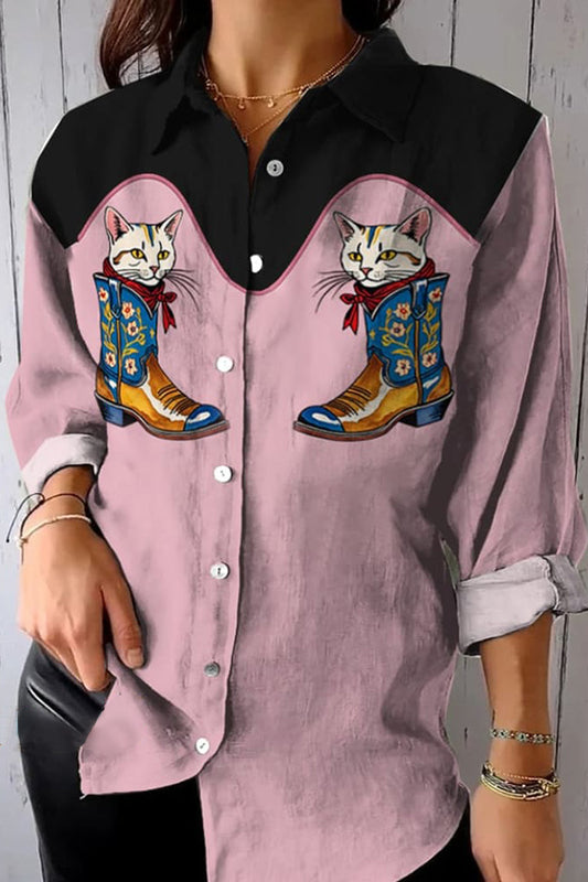 Western Cat Print Shirt