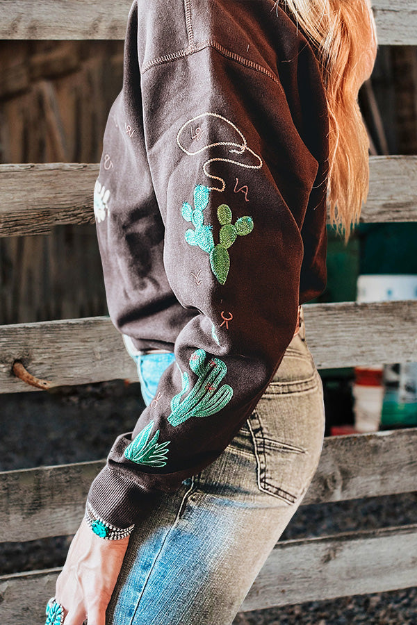 Vintage Western Denim Print Sweatshirt