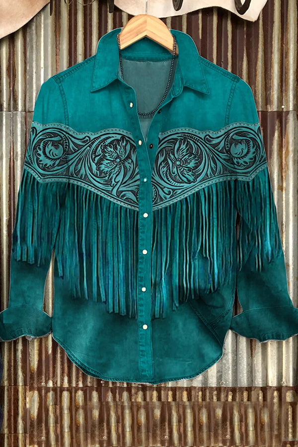 Vintage Western Floral Fringe Cowgirl Shirt