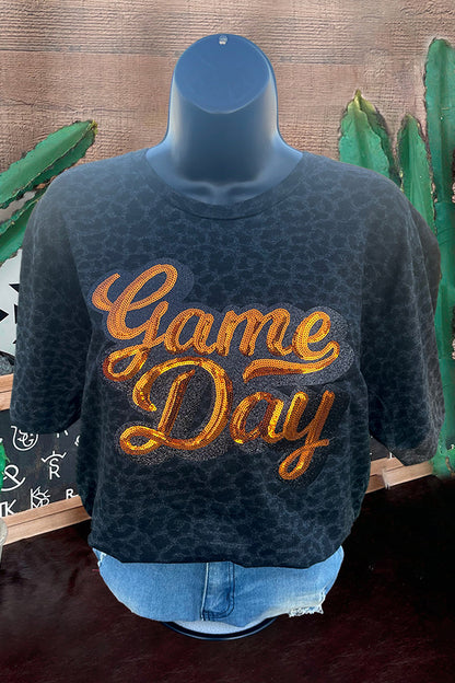 Casual Leopard Game Day Printed T-Shirt