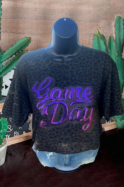 Casual Leopard Game Day Printed T-Shirt