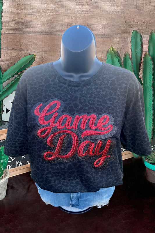 Casual Leopard Game Day Printed T-Shirt