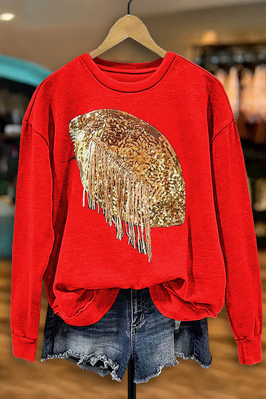 Casual Football Fringe Print Sweatshirt