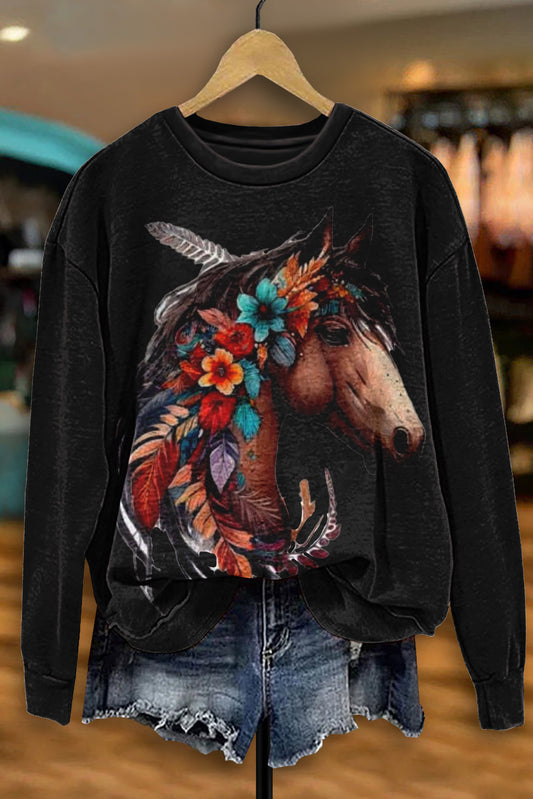 Vintage Western Horse Print T-Shirt