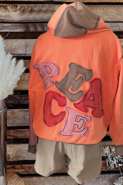 Vintage Western Peace Patch Print Hoodie