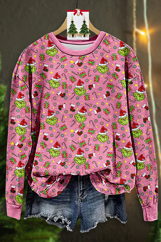 Christmas Grinch Print Sweatshirt