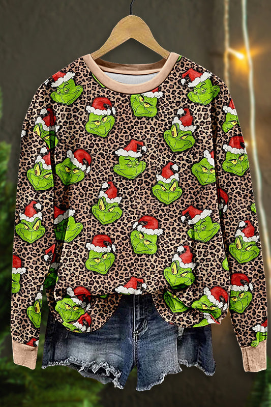 Christmas Grinch Leopard Print Sweatshirt