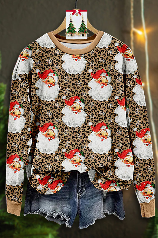 Cute Santa Leopard Print Sweatshirt