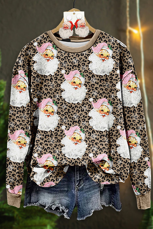 Pink Santa Leopard Print Sweatshirt