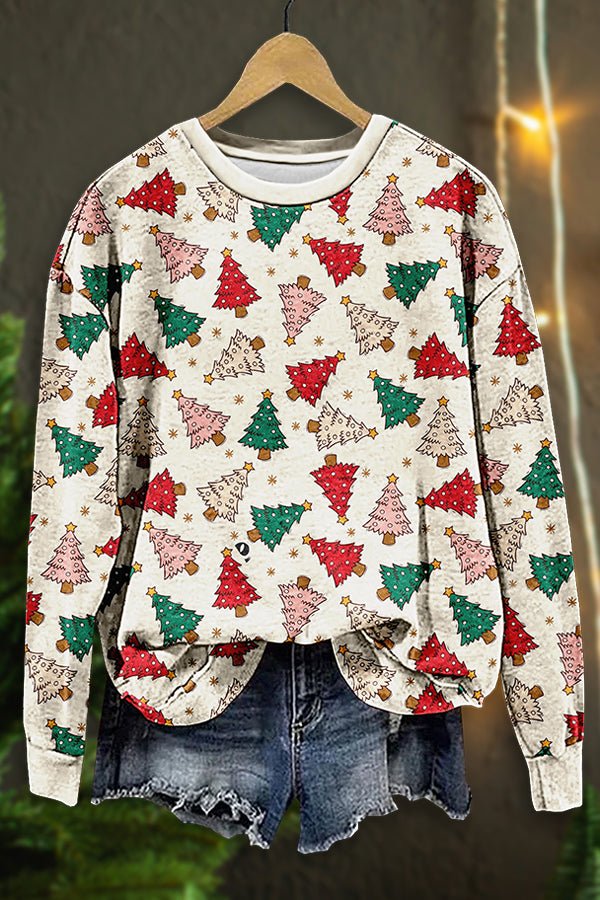 Christmas Trees Print Sweatshirt