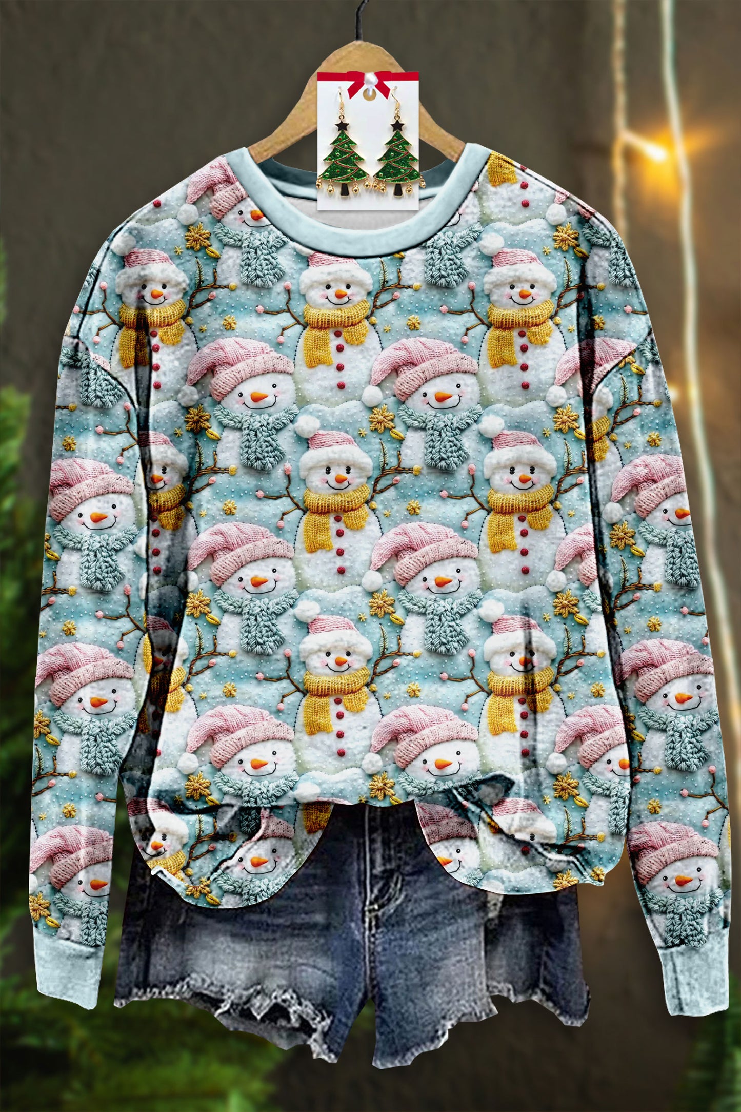 Christmas Snowmen Print Sweatshirt