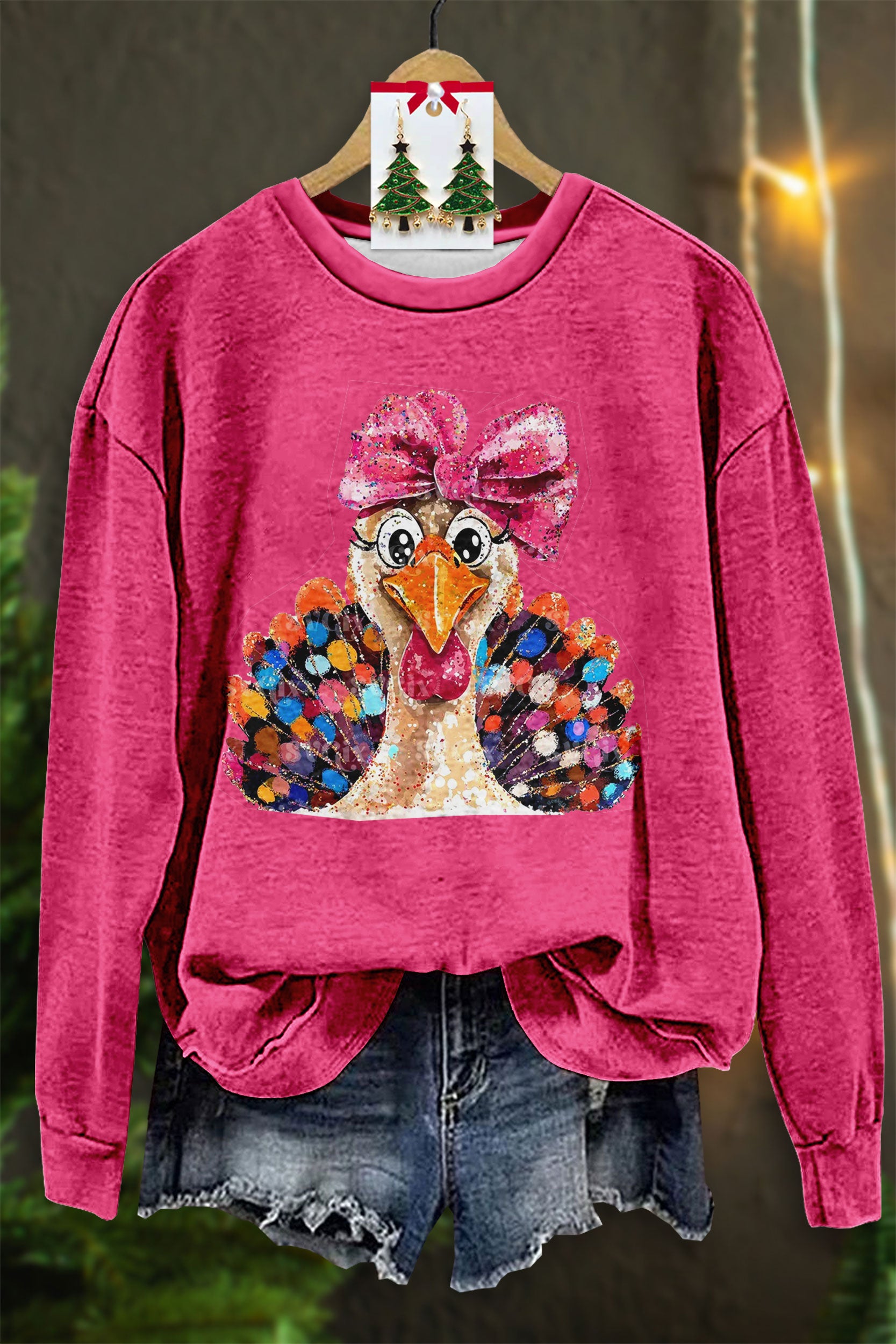 Thanksgiving Coquette Turkey  Print Sweatshirt