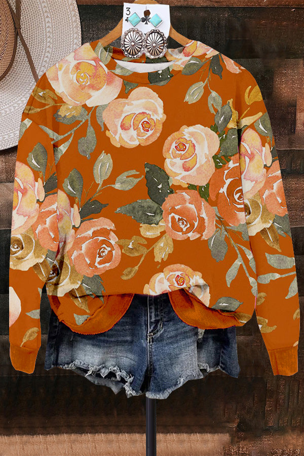 Vintage Watercolour Floral Print Sweatshirt