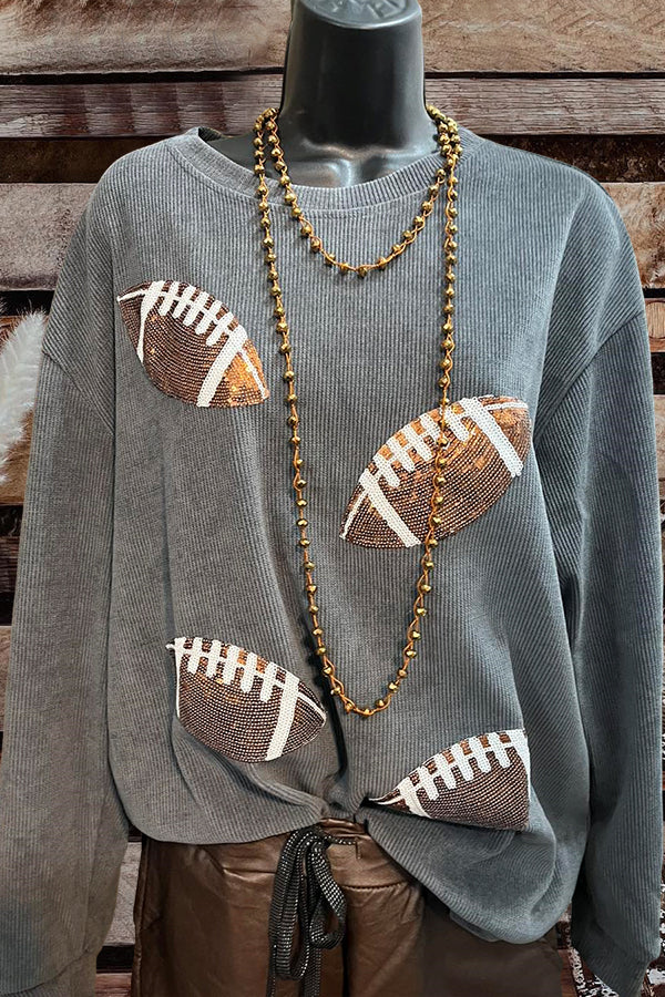 Football Sequin Pullover Sweatshirt