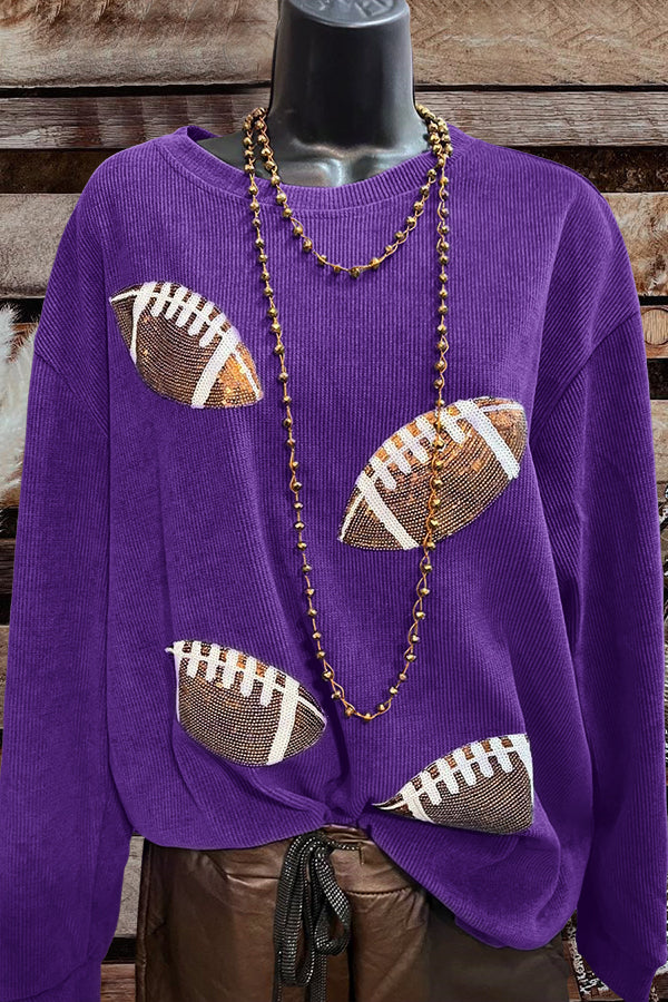 Football Sequin Pullover Sweatshirt