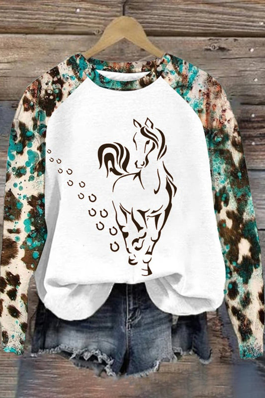 Women's Western Vintage Horse Printed Casual Sweatshirt