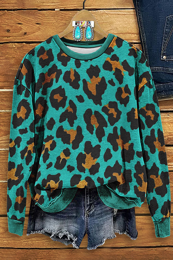 Western Leopard Print Sweatshirt