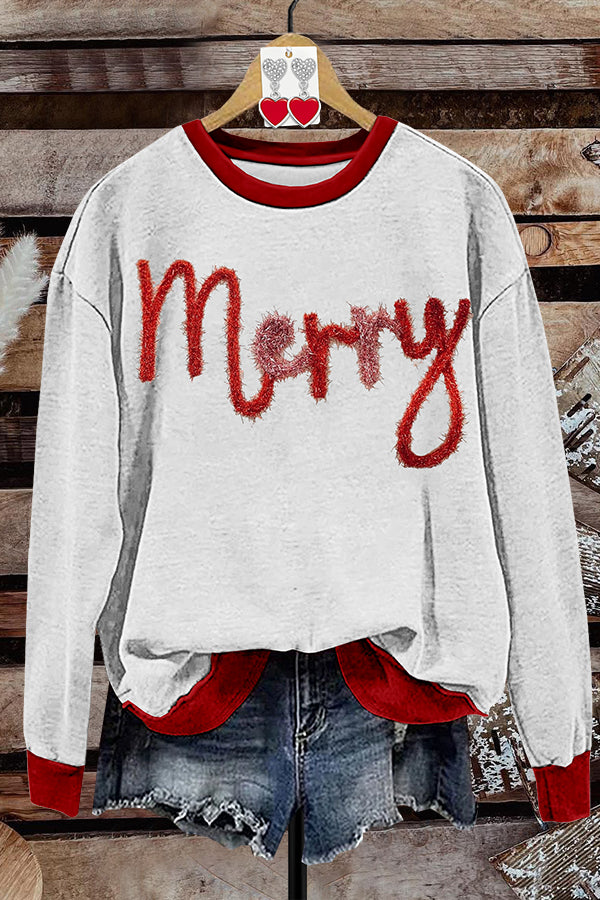 Christmas Shiny Thread Embroidered Sweatshirt