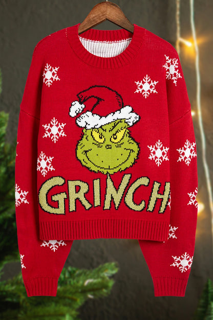 Christmas Grinch Print Sweater