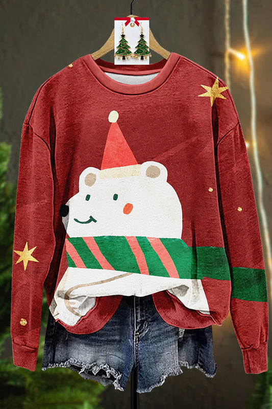 Christmas Bear Print Sweatshirt