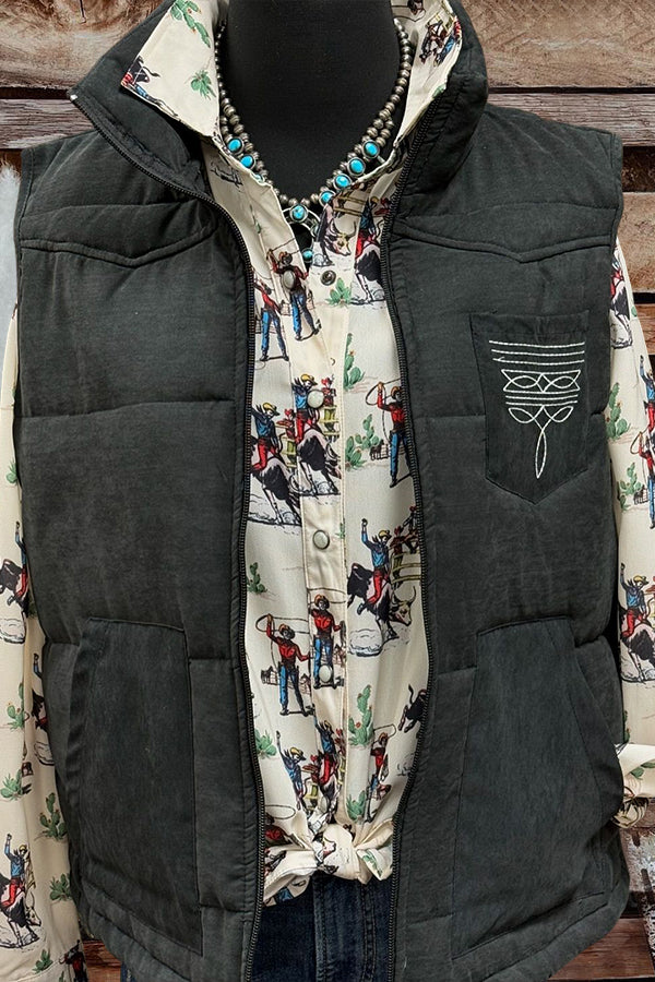 Boot Stitch Printed Quilted Vest