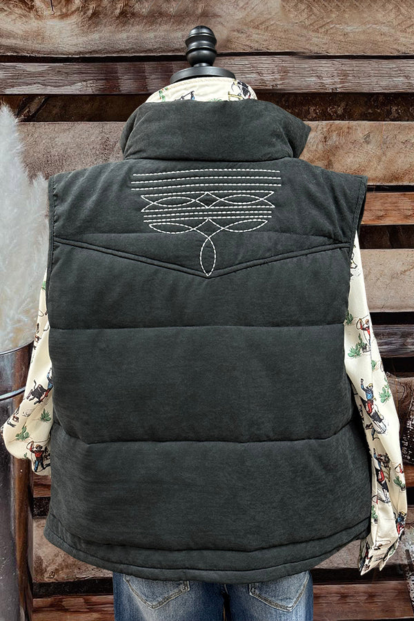 Boot Stitch Printed Quilted Vest