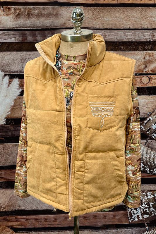 Boot Stitch Printed Quilted Vest