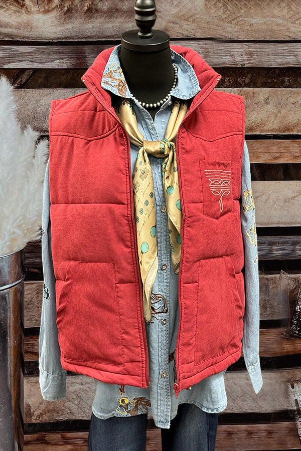 Boot Stitch Printed Quilted Vest