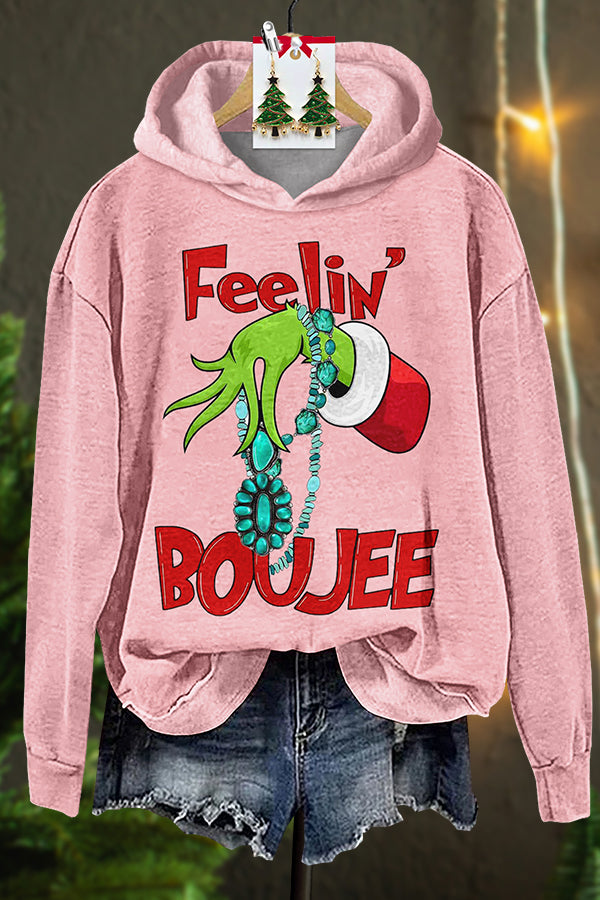 Turquoise Grinch Print Hoodie