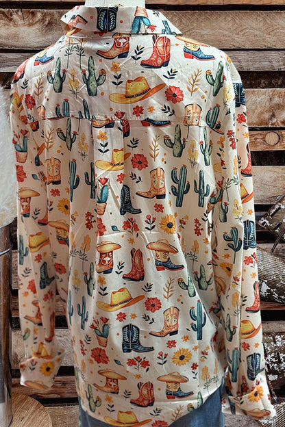 Casual Western Cactus Print Shirt