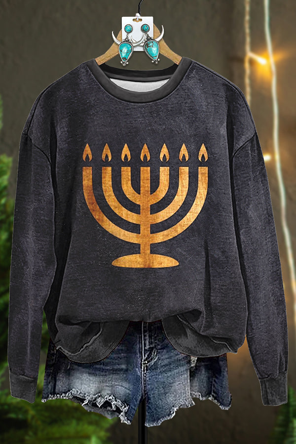 Golden Menorah Hanukkah Sweatshirt