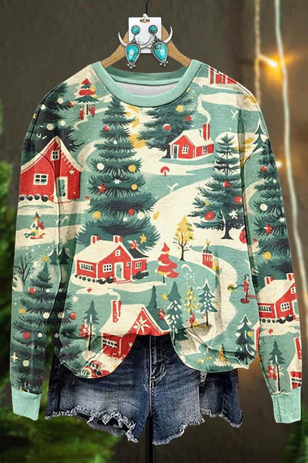 Warm Christmas Printed Sweatshirt