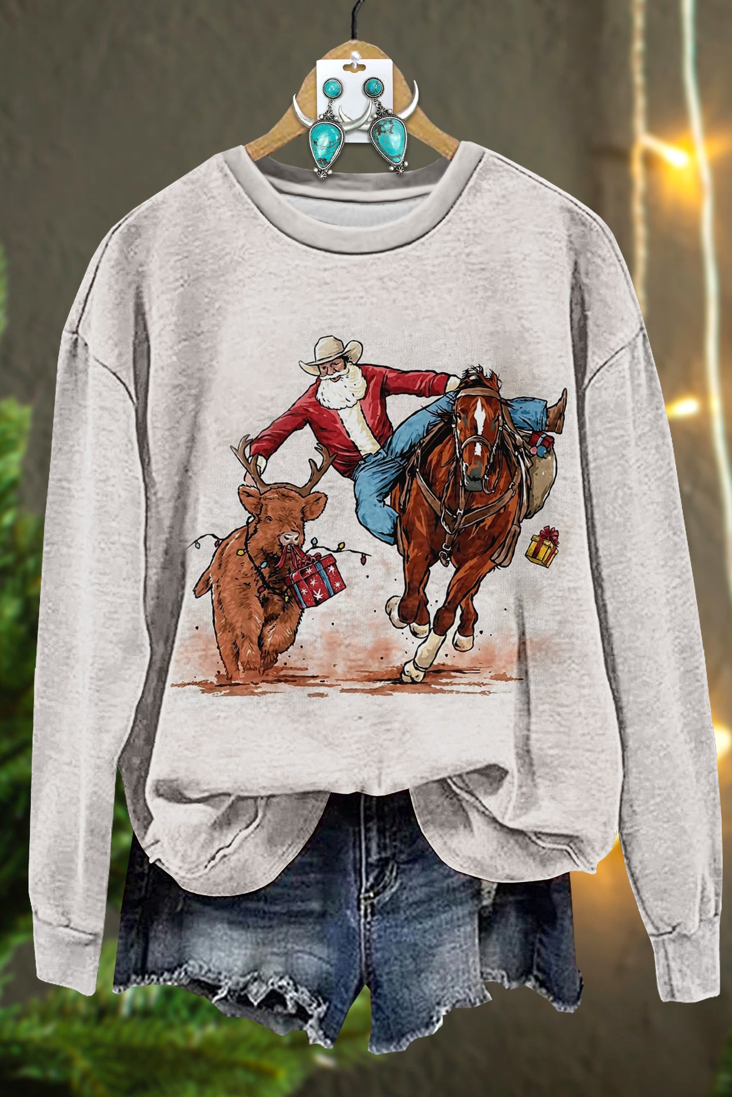 Western Cowgirl Santa Sweatshirt