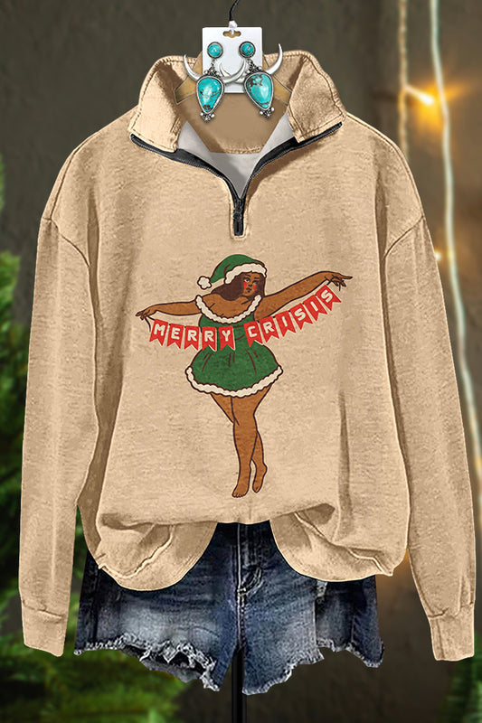 Merry Christmas Cowgirl Zipper Sweatshirt