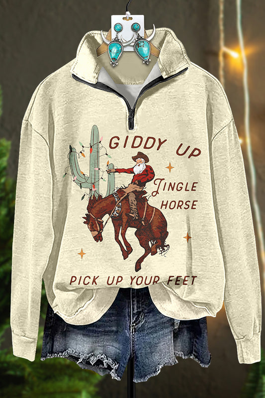 Western Christmas Zipper Sweatshirt