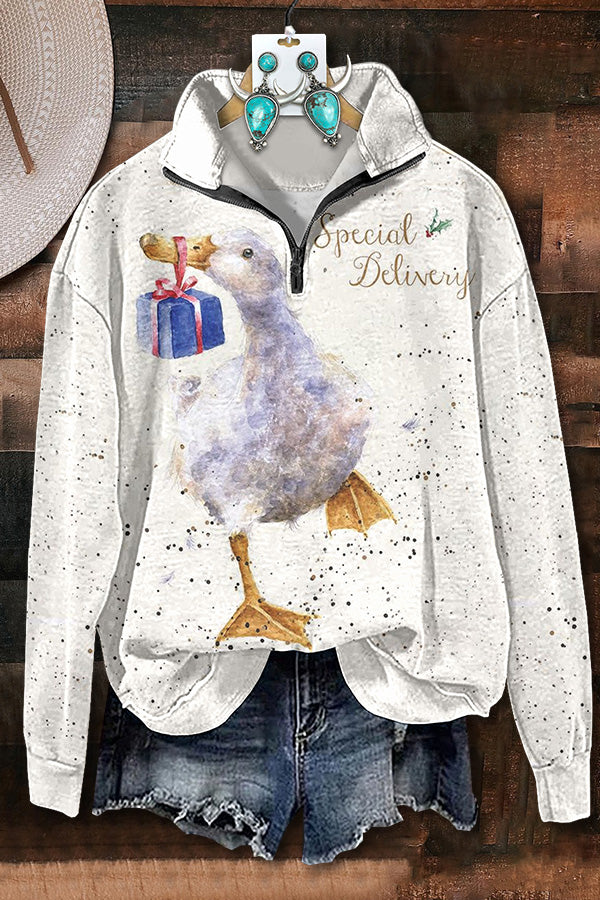 Christmas Gift Duck Zipper Sweatshirt