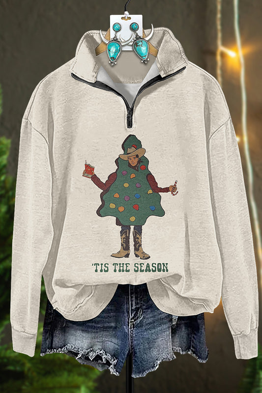 Cowboy Christmas Tree Zipper Sweatshirt