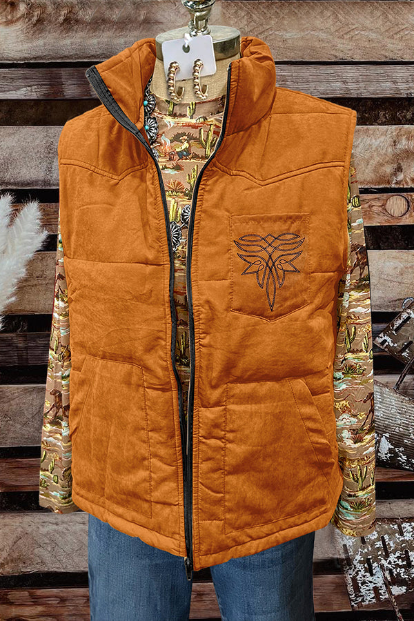 Boot Stitch Printed Quilted Vest