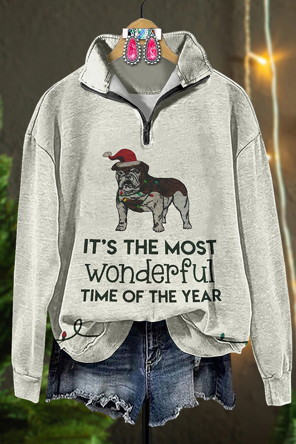 Georgia Bulldog Christmas Zip Sweatshirt