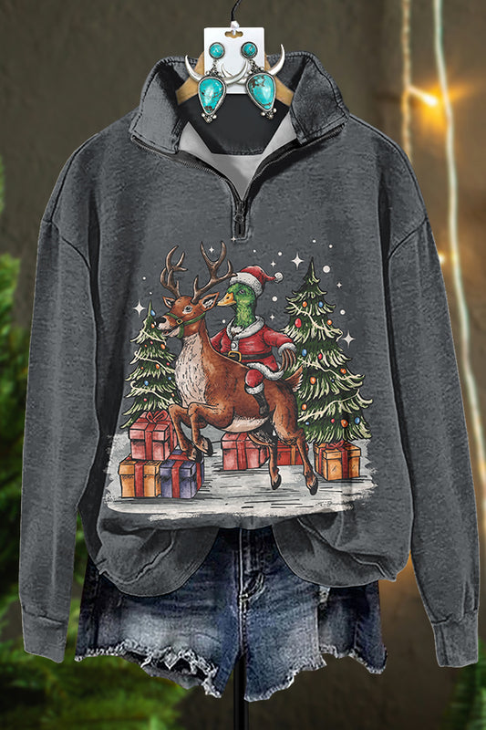 Christmas Duck Zipper Sweatshirt