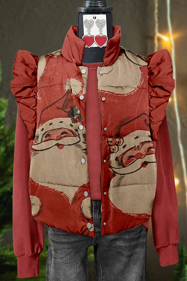 Retro Santa Claus Flying Sleeve Quilted Vest