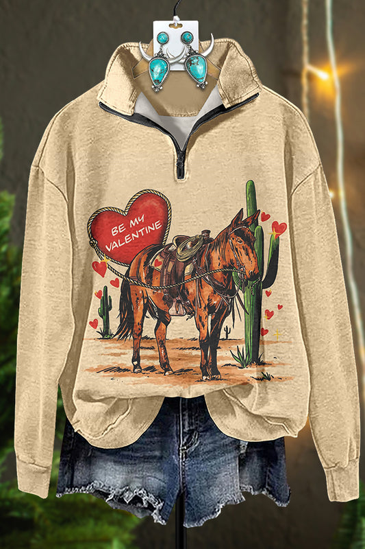 Western Valentine's Day Be My Lover Zipper Sweatshirt