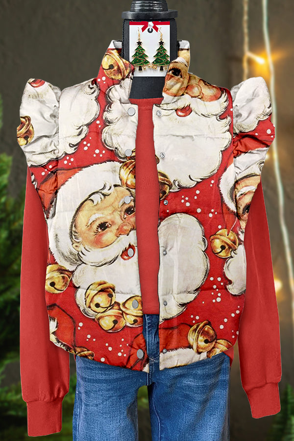 Retro Ugly Christmas Santa Claus Bells Flying Sleeve Vest