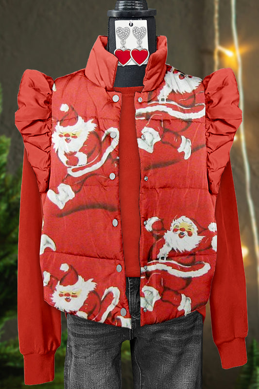 Retro Happy Ugly Christmas Santa Claus Flying Sleeve Vest