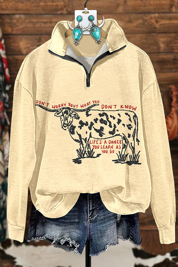 Western Cow Life¡¯s A Dance Zipper Sweatshirt