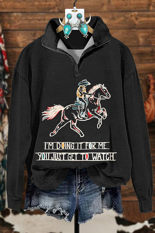 Colorful Cowboy Zipper Sweatshirt