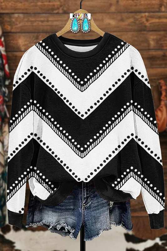 Retro Contrast Striped Sweatshirt