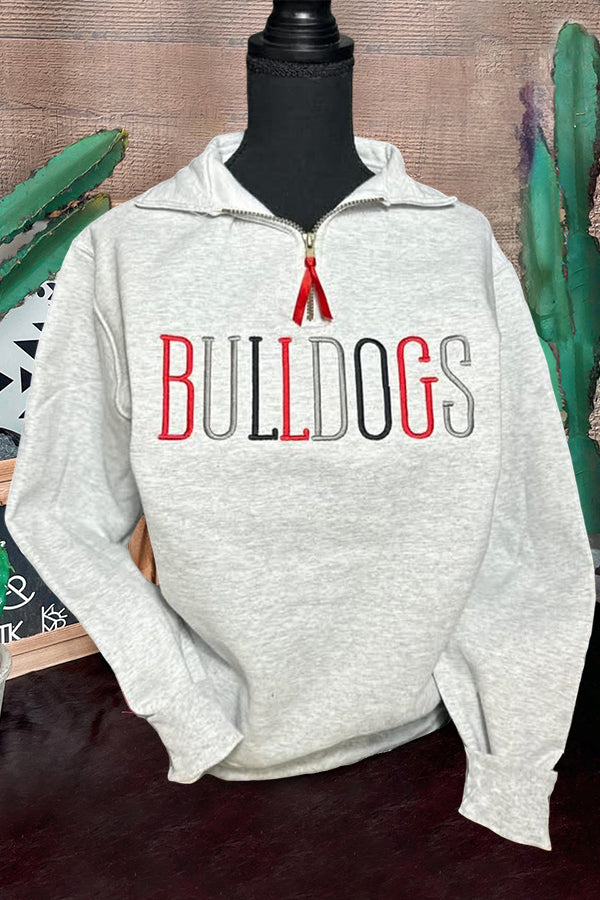 Colorful Bulldog Letter Zip Sweatshirt